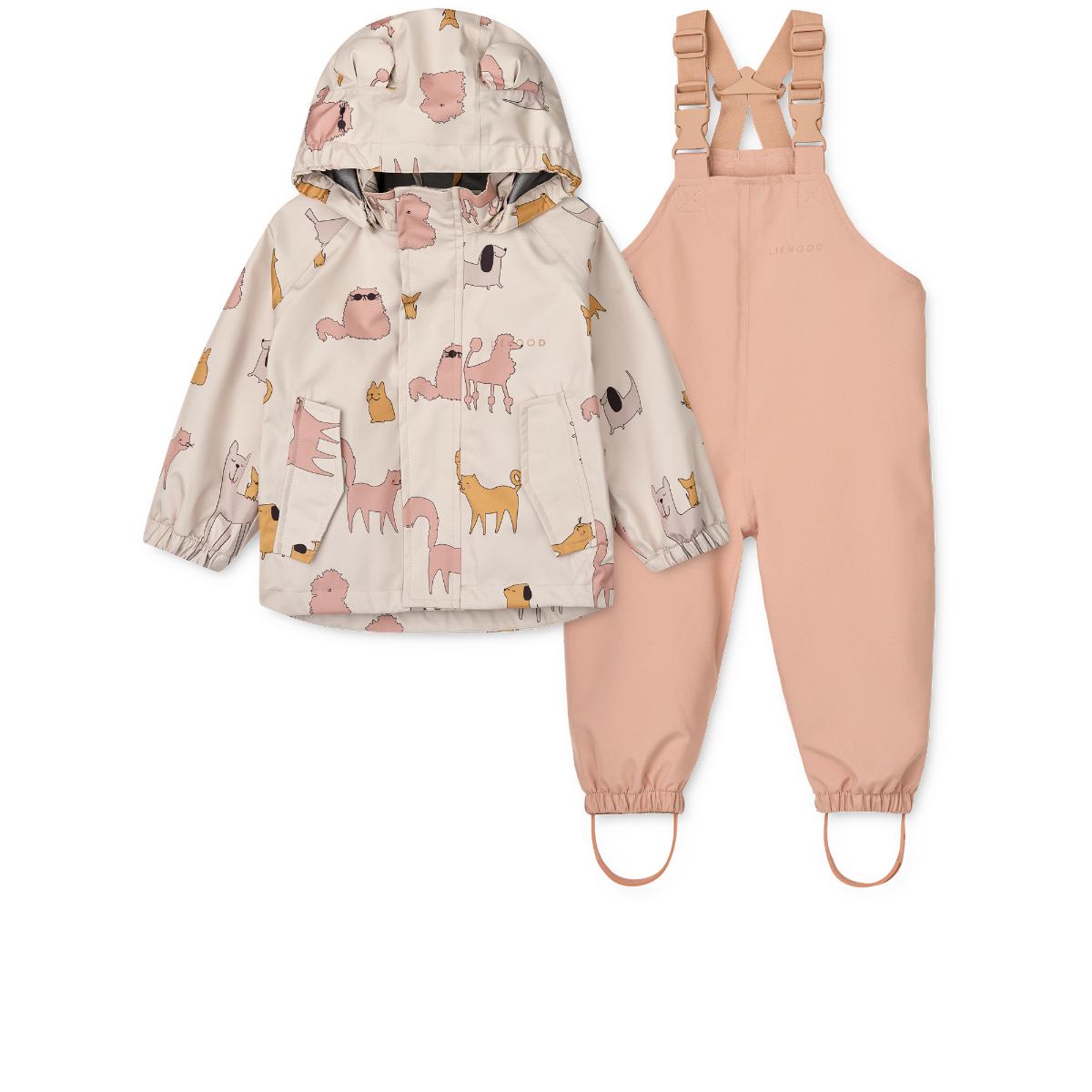 Kit de vêtements de pluie MANU 98 Liewood Cats and Dogs sandy