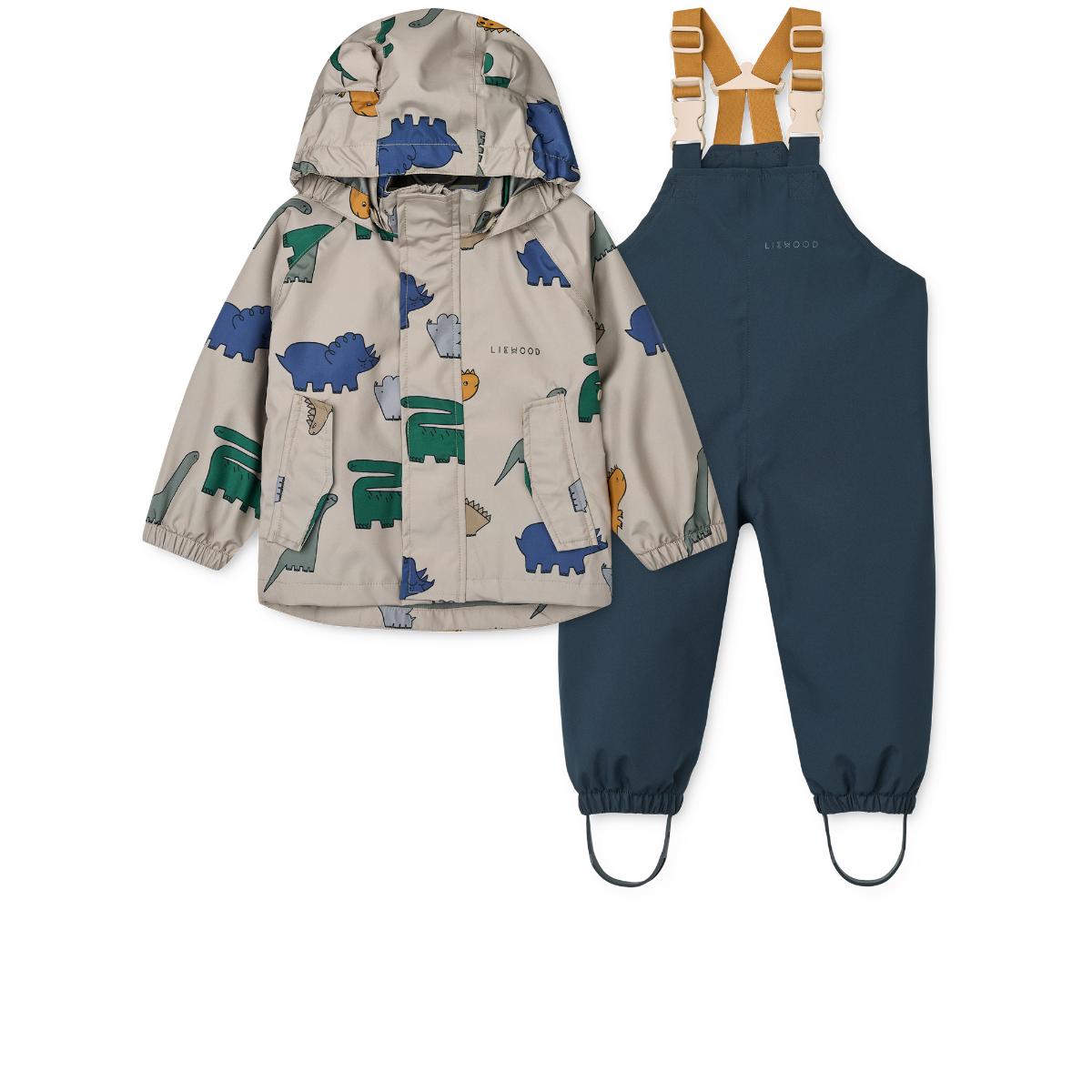 Kit de vêtements de pluie MANU 98 Liewood Dinosaurs mist