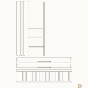 Kit transformation Lit bébé + lit junior au lit superposé mi-hauteur Mini+ Oliver Furniture chêne