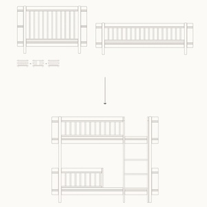 Kit transformation Lit bébé + lit junior au lit superposé mi-hauteur Mini+ Oliver Furniture chêne