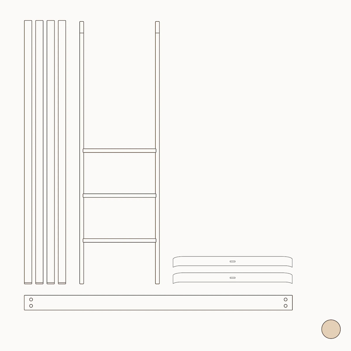 Kit transformation lit junior au lit mezzanine mi-hauteur Mini+ Oliver Furniture chêne