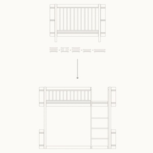 Kit transformation lit junior au lit mezzanine mi-hauteur Mini+ Oliver Furniture chêne