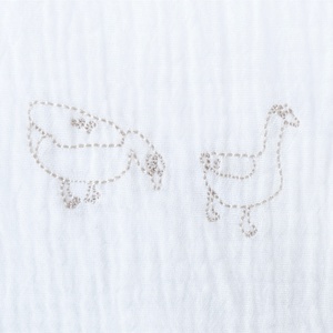 Lange mousseline DUCKS brodé beige 70x70cm
