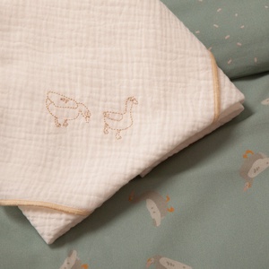 Lange mousseline DUCKS brodé beige 70x70cm