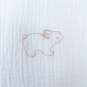 Lange mousseline RABBITS brodé orange 70x70cm