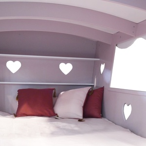 Lit 120x190cm ROULOTTE Mathy by Bols blanc et rose poudré