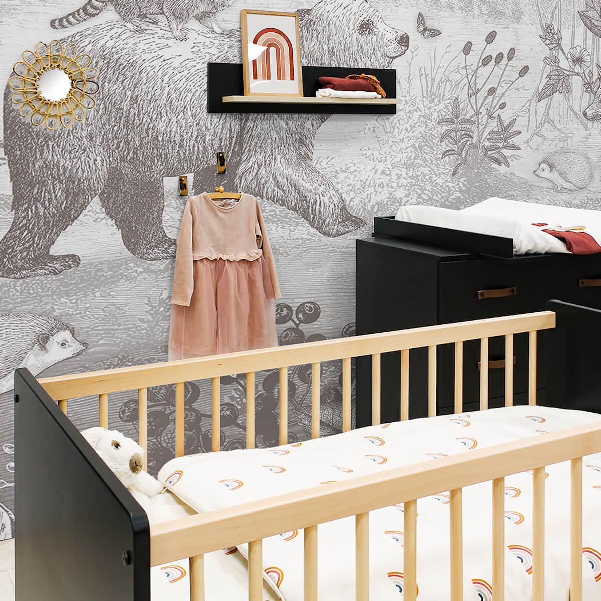 Lit 60x120cm FLORIS Bopita Noir Mat-Naturel