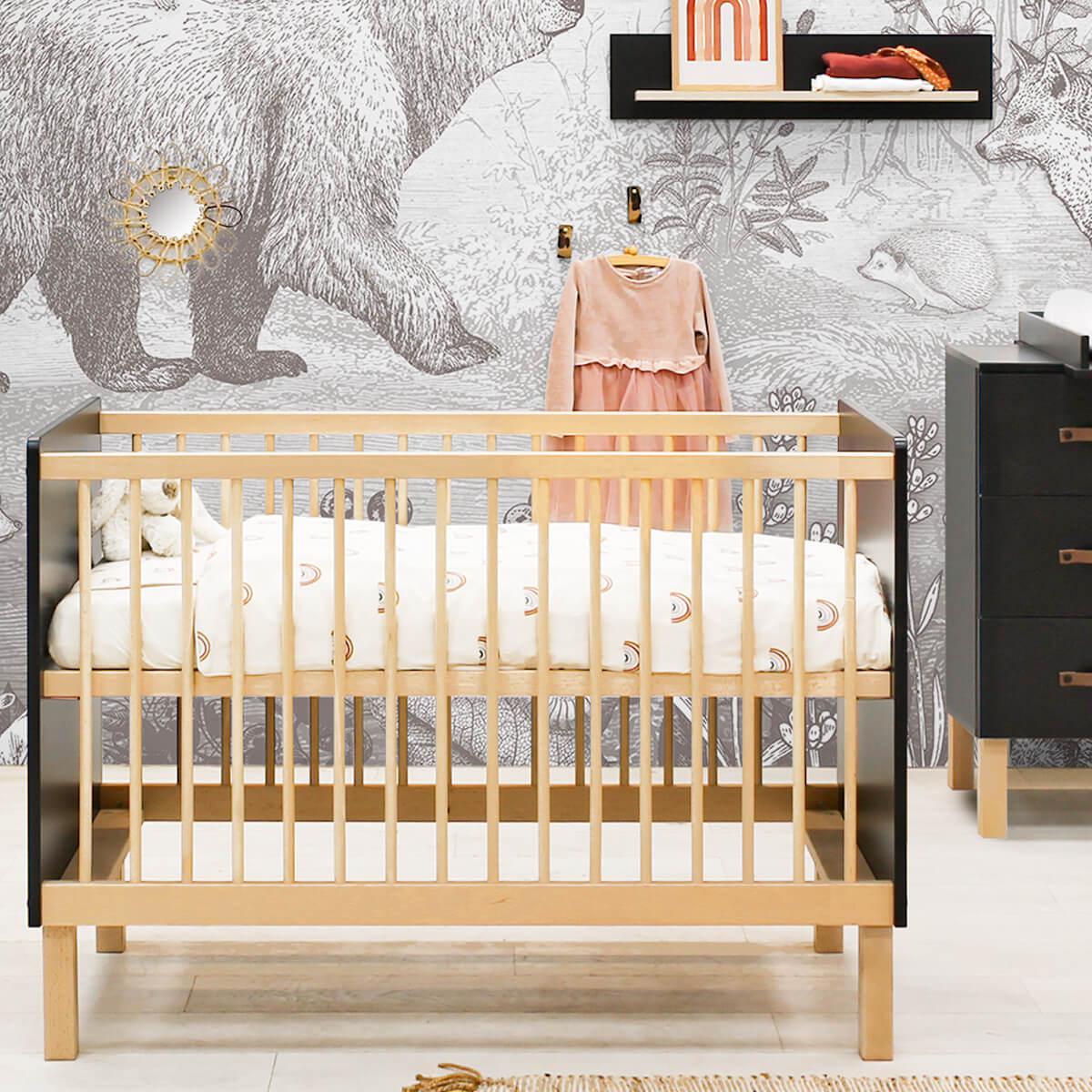 Lit 60x120cm FLORIS Bopita Noir Mat-Naturel