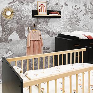 Lit 60x120cm FLORIS Bopita Noir Mat-Naturel