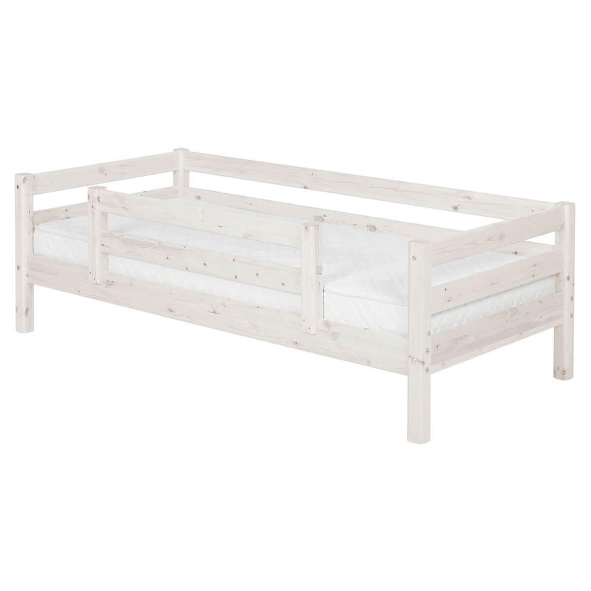 Lit 90x200cm barrière de sécurité centrée CLASSIC Flexa blanchi