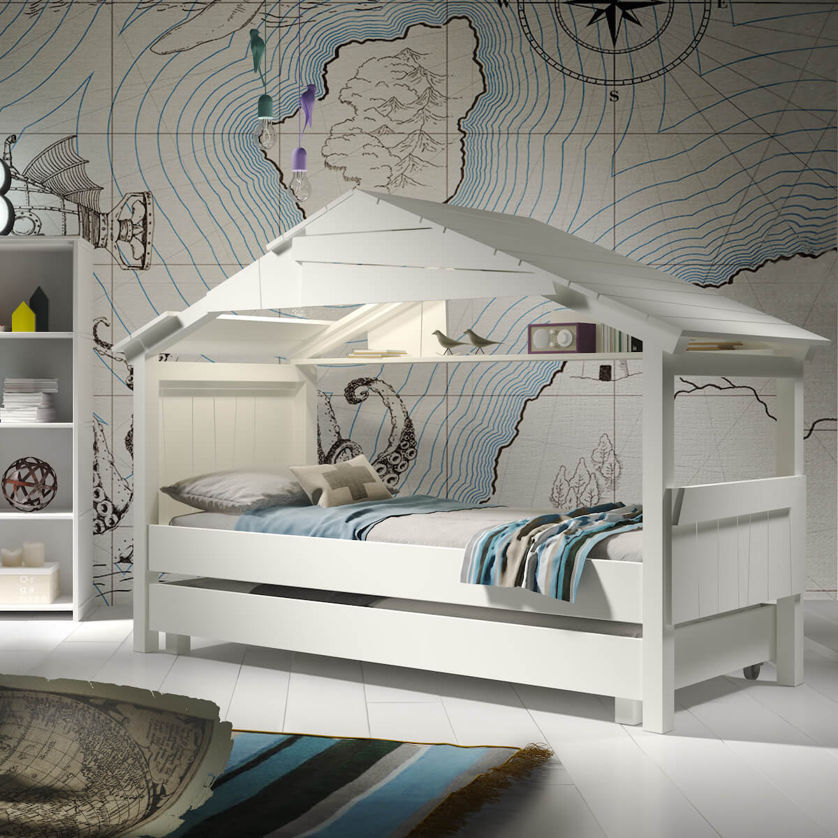 Lit 90x200cm CABANE STAR Mathy by Bols vert jungle