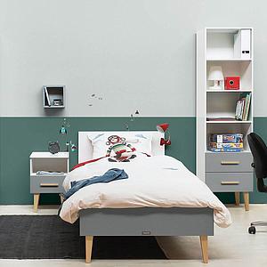 Lit 90x200cm EMMA Bopita blanc-gris