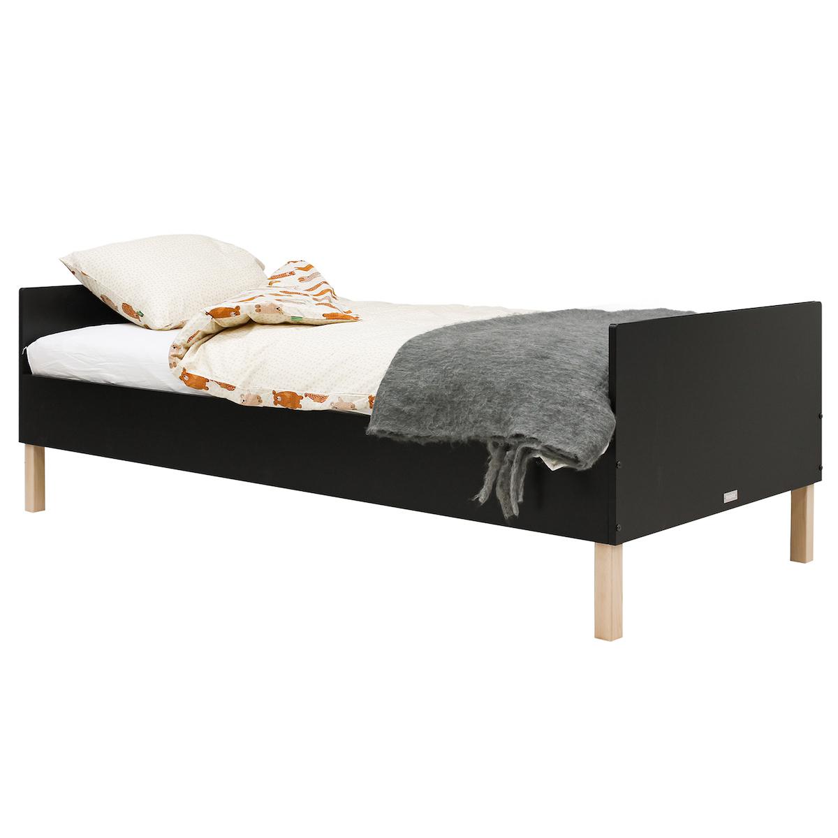 Lit 90x200cm FLORIS Bopita Noir Mat-Naturel