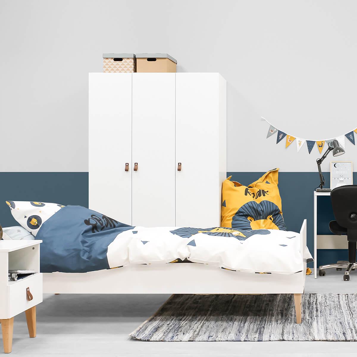 Lit 90x200cm INDY Bopita blanc-naturel