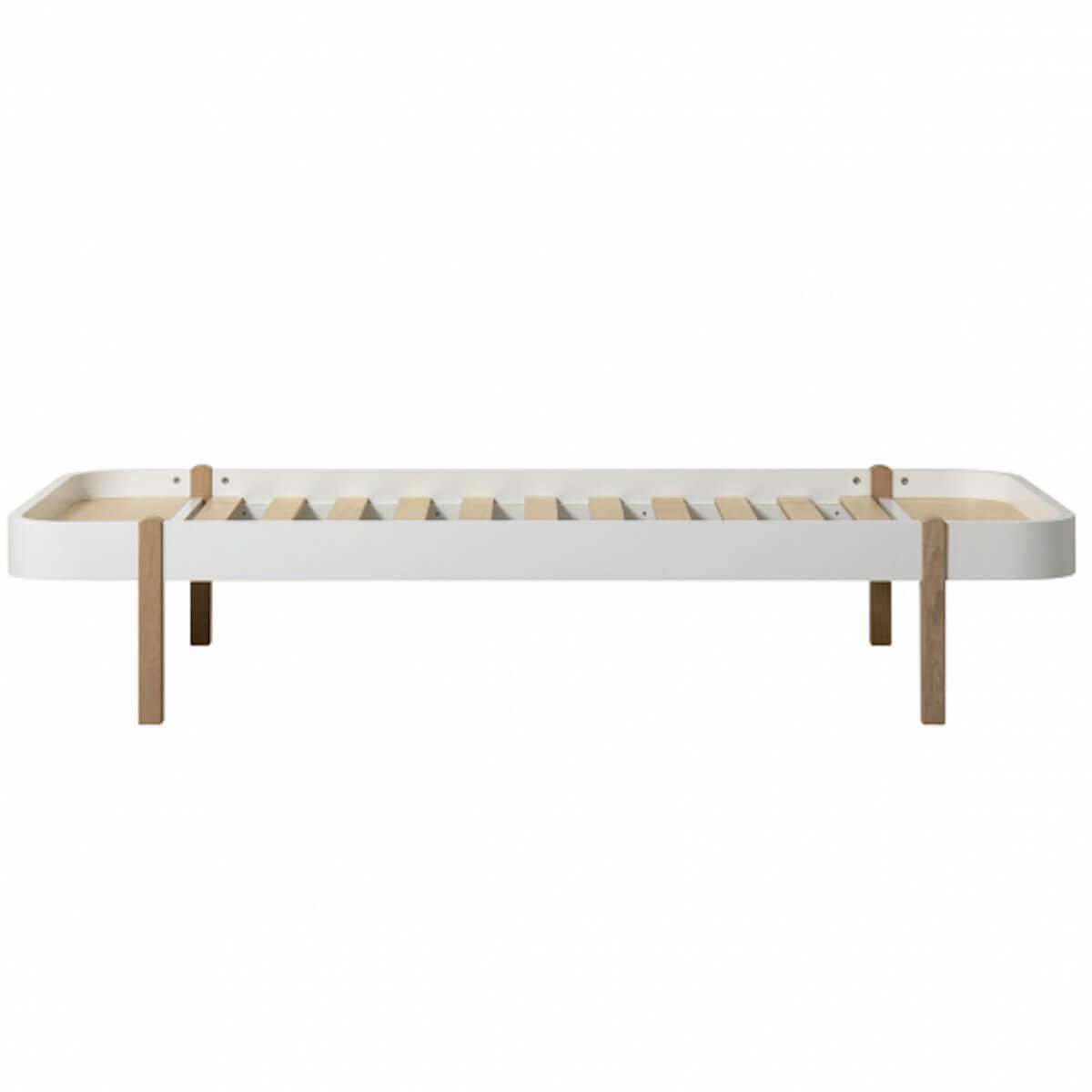 Lit 90x200cm WOOD LOUNGER Oliver Furniture blanc-chêne