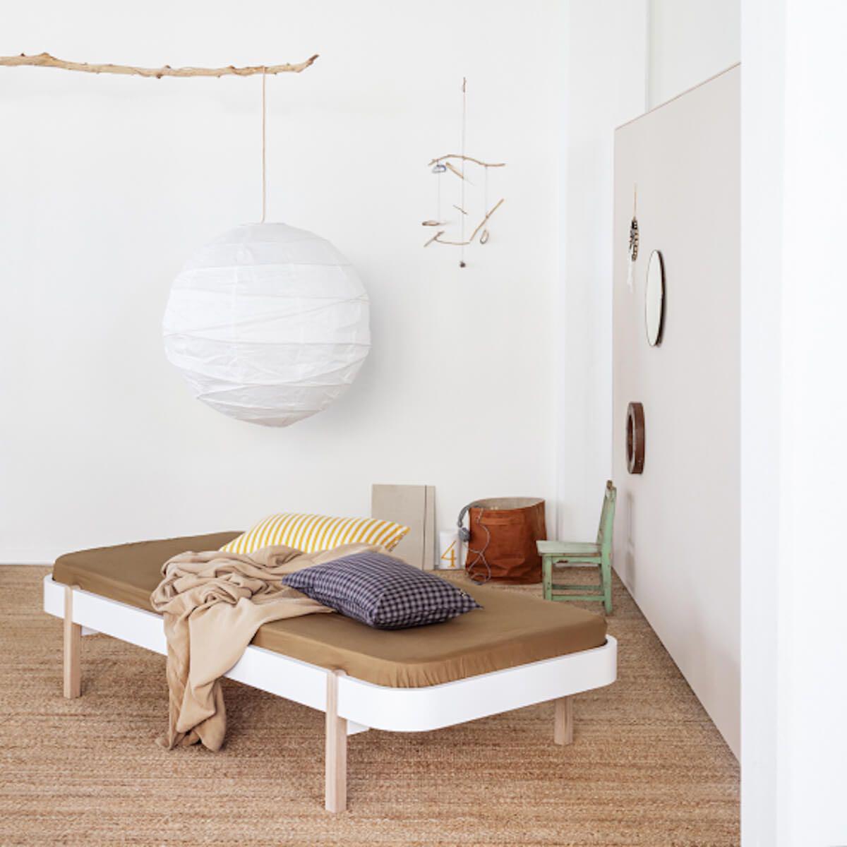 Lit 90x200cm WOOD LOUNGER Oliver Furniture blanc-chêne