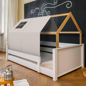 Lit au sol cabane Montessori barrière simple KASVA textiles Viena grey