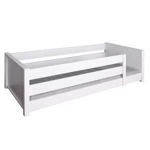 Lit au sol Montessori barrière double 90x200cm KASVA hêtre laqué blanc