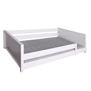 Lit au sol Montessori barrière simple 120x200cm KASVA hêtre laqué blanc