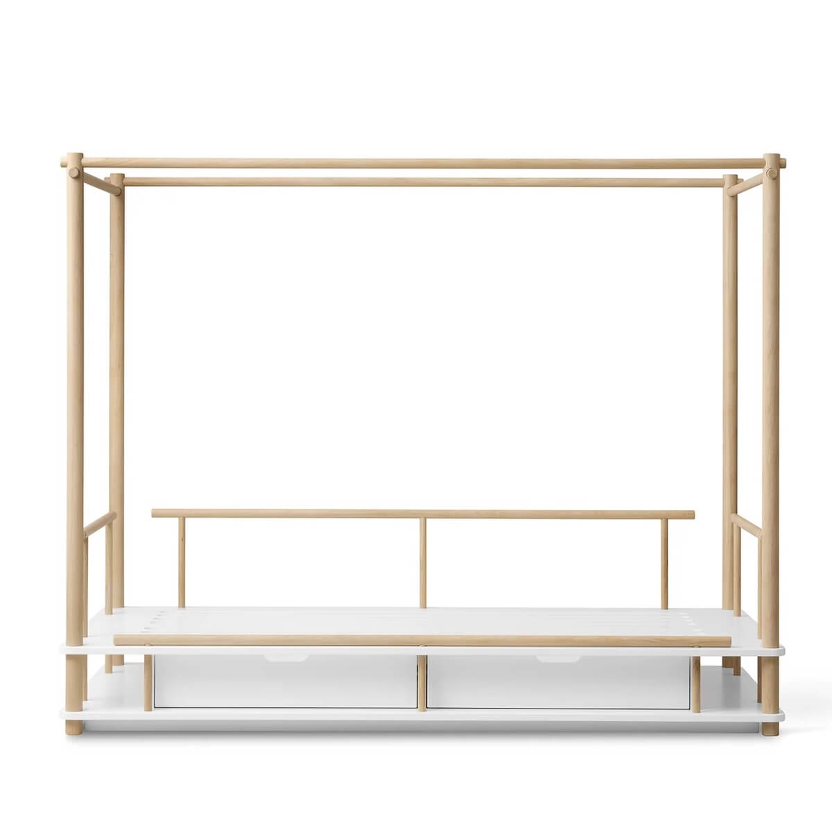 Lit baldaquin 90x180cm CAMP Oliver Furniture blanc-chêne