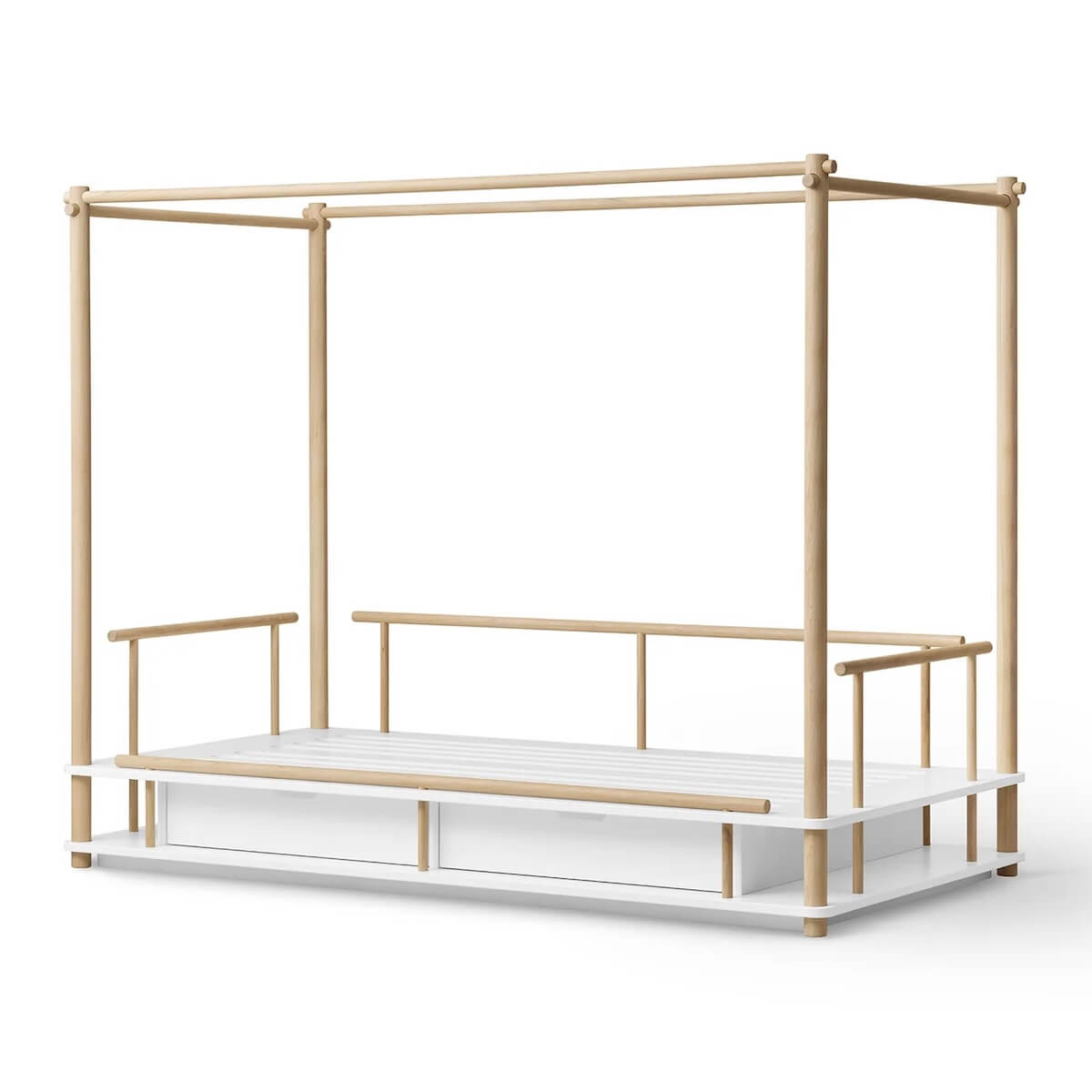Lit baldaquin 90x180cm CAMP Oliver Furniture blanc-chêne