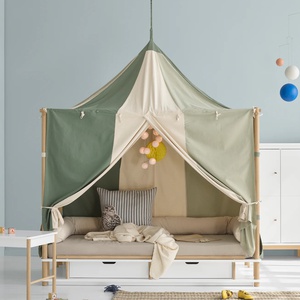 Lit baldaquin 90x180cm CAMP Oliver Furniture blanc-chêne