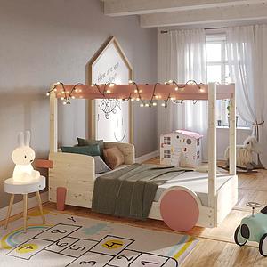 Lit baldaquin 90x190cm DISCOVERY Mathy by Bols rose très clair