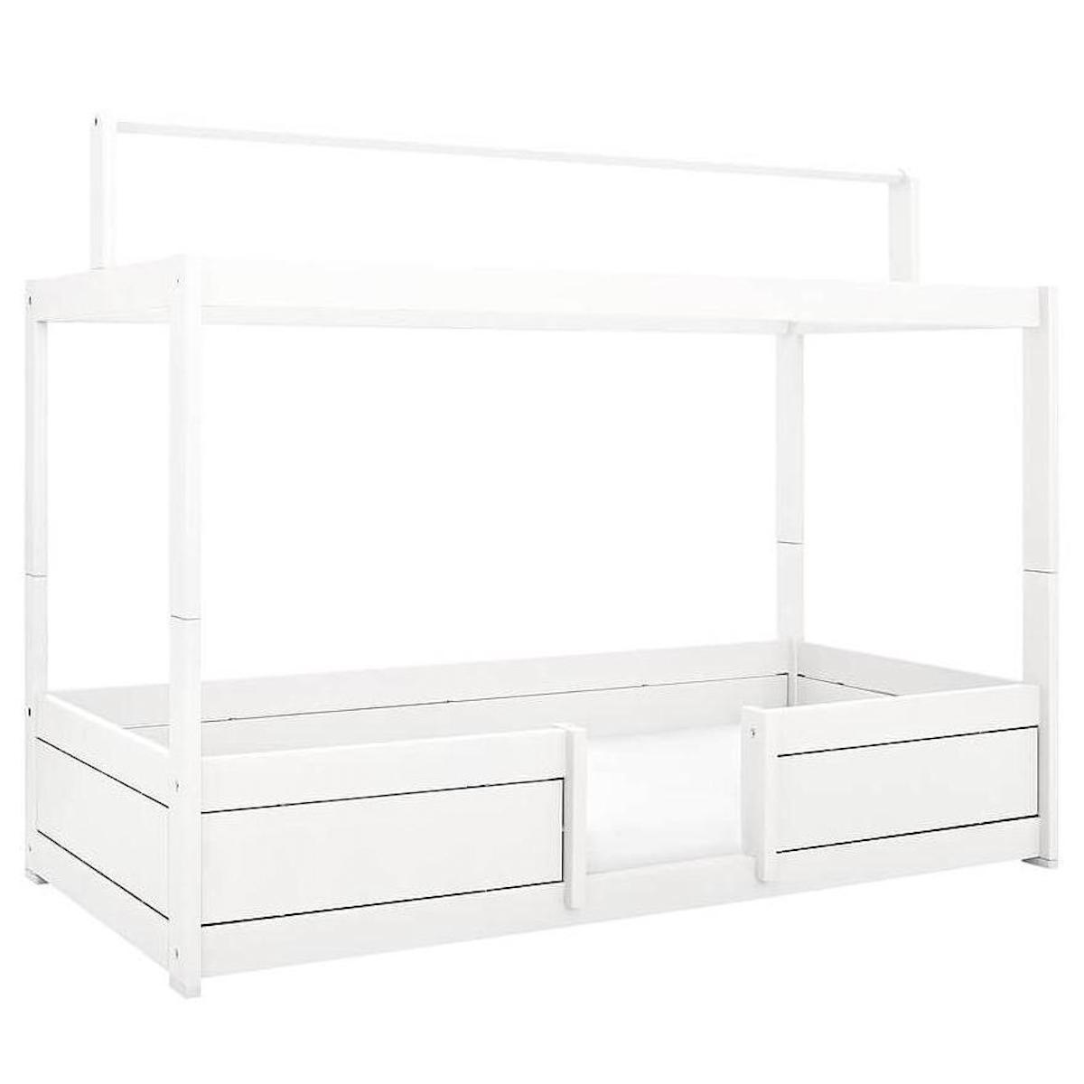 Lit baldaquin évolutif 90x200cm 4 EN 1sommier LUXE Lifetime blanc