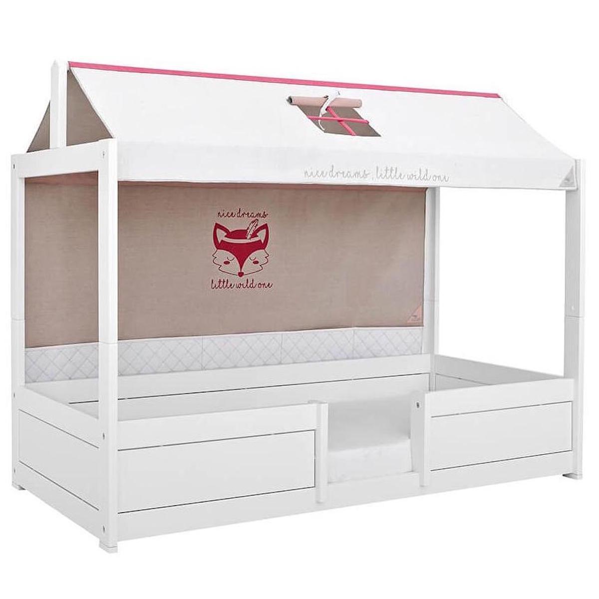Lit baldaquin évolutif 90x200cm 4 EN 1sommier LUXE Lifetime blanc