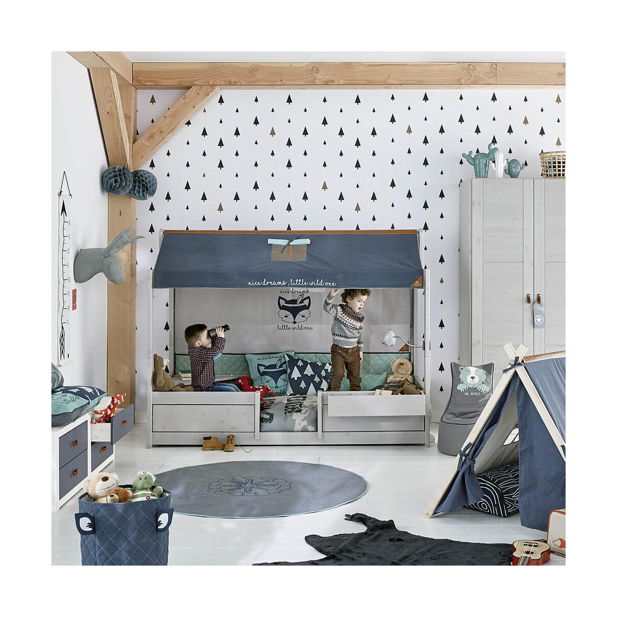Lit baldaquin évolutif 90x200cm 4 EN 1sommier LUXE Lifetime blanc