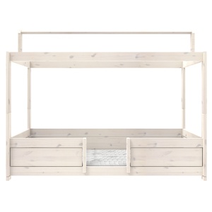 Lit baldaquin évolutif-toit droit 90x200cm 4 EN 1 Lifetime sommier luxe blanchi