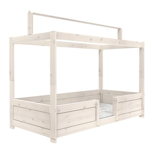 Lit baldaquin évolutif-toit droit 90x200cm 4 EN 1 Lifetime sommier luxe blanchi