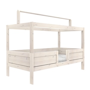 Lit baldaquin évolutif-toit droit 90x200cm 4 EN 1 Lifetime sommier luxe blanchi