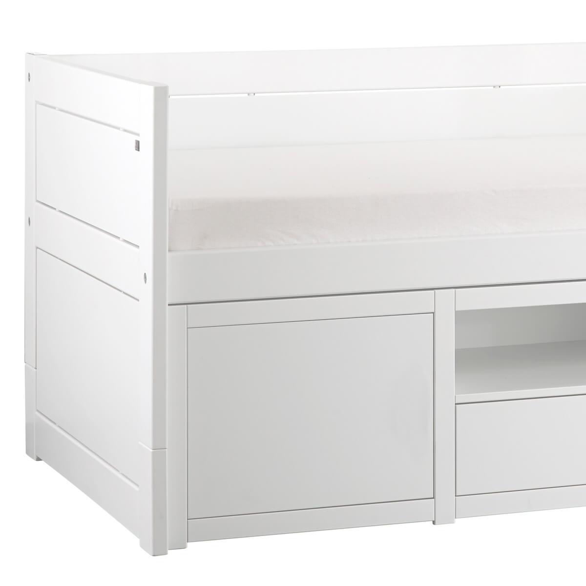 Lit banquette 200x90cm rangement Lifetime blanc