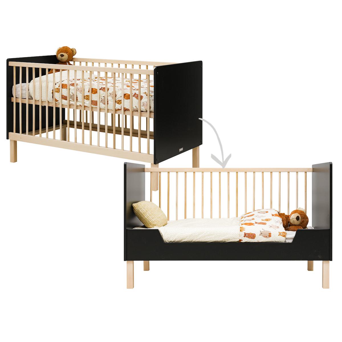 Lit banquette 70x140cm FLORIS Bopita Noir Mat-Naturel