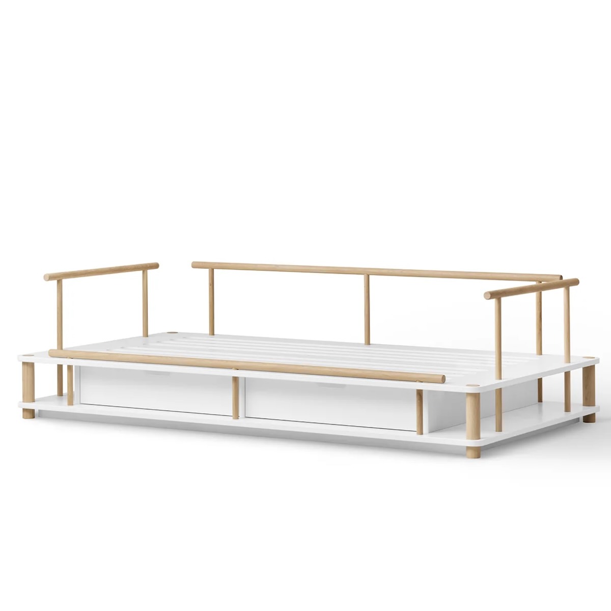 Lit banquette 90x180cm CAMP Oliver Furniture blanc-chêne