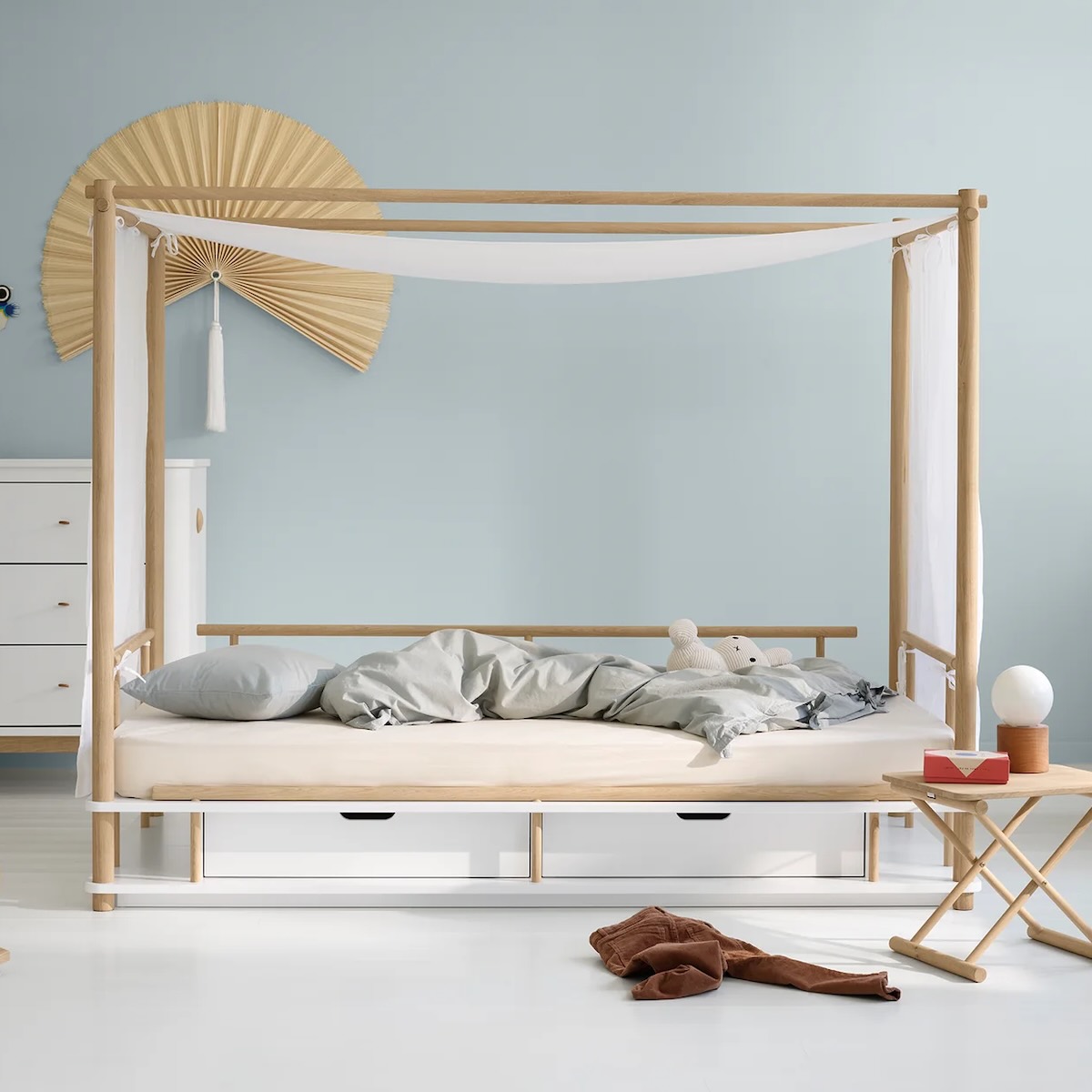 Lit banquette 90x180cm CAMP Oliver Furniture blanc-chêne