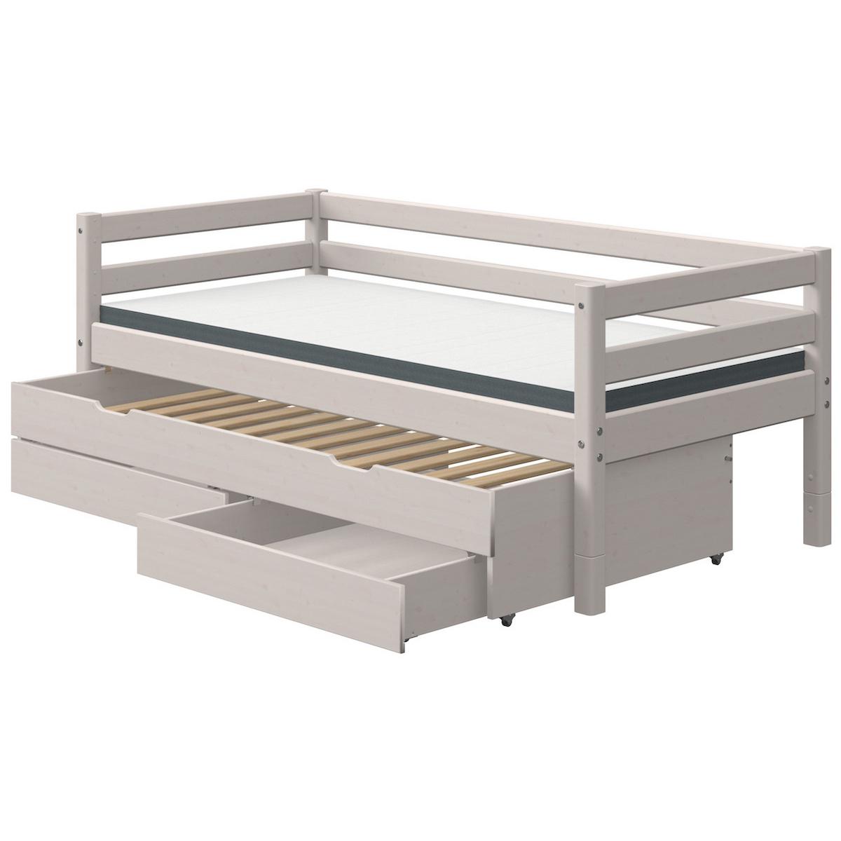 Lit banquette 90x200cm lit gigogne 2 tiroirs CLASSIC Flexa grey washed