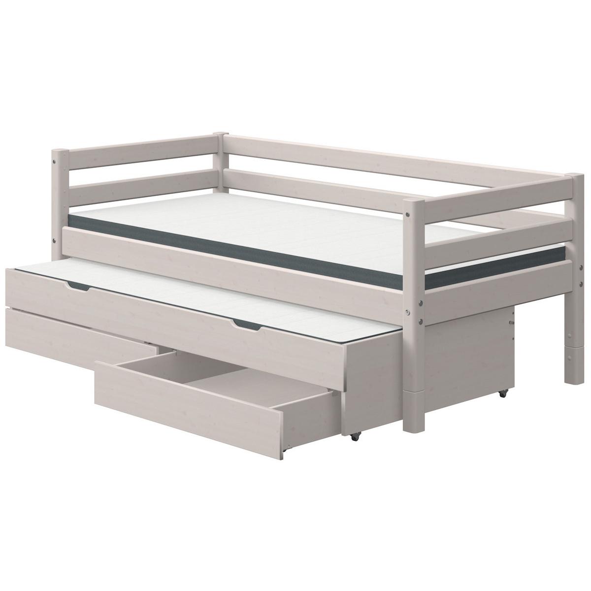 Lit banquette 90x200cm lit gigogne 2 tiroirs CLASSIC Flexa grey washed