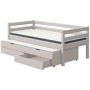 Lit banquette 90x200cm lit gigogne 2 tiroirs CLASSIC Flexa grey washed