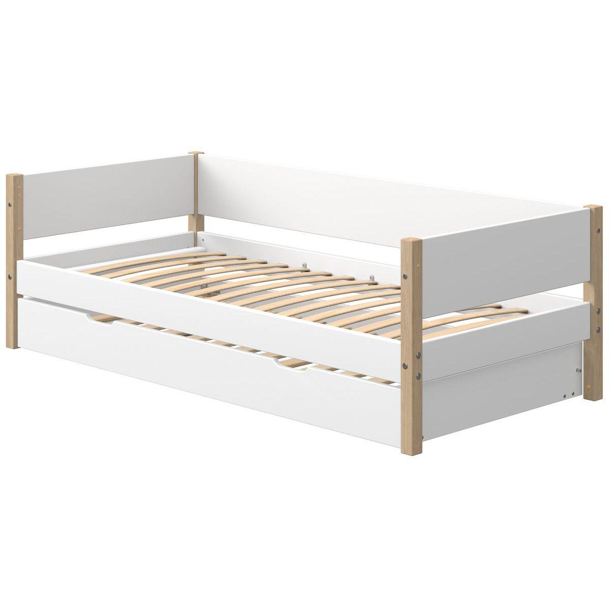 Lit banquette 90x200cm lit gigogne NOR Flexa chêne-blanc