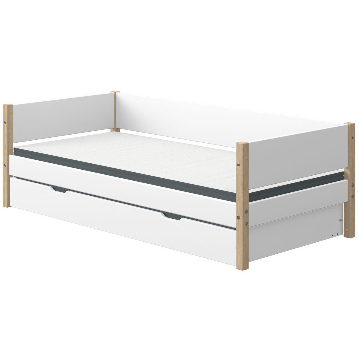Lit banquette 90x200cm lit gigogne NOR Flexa chêne-blanc