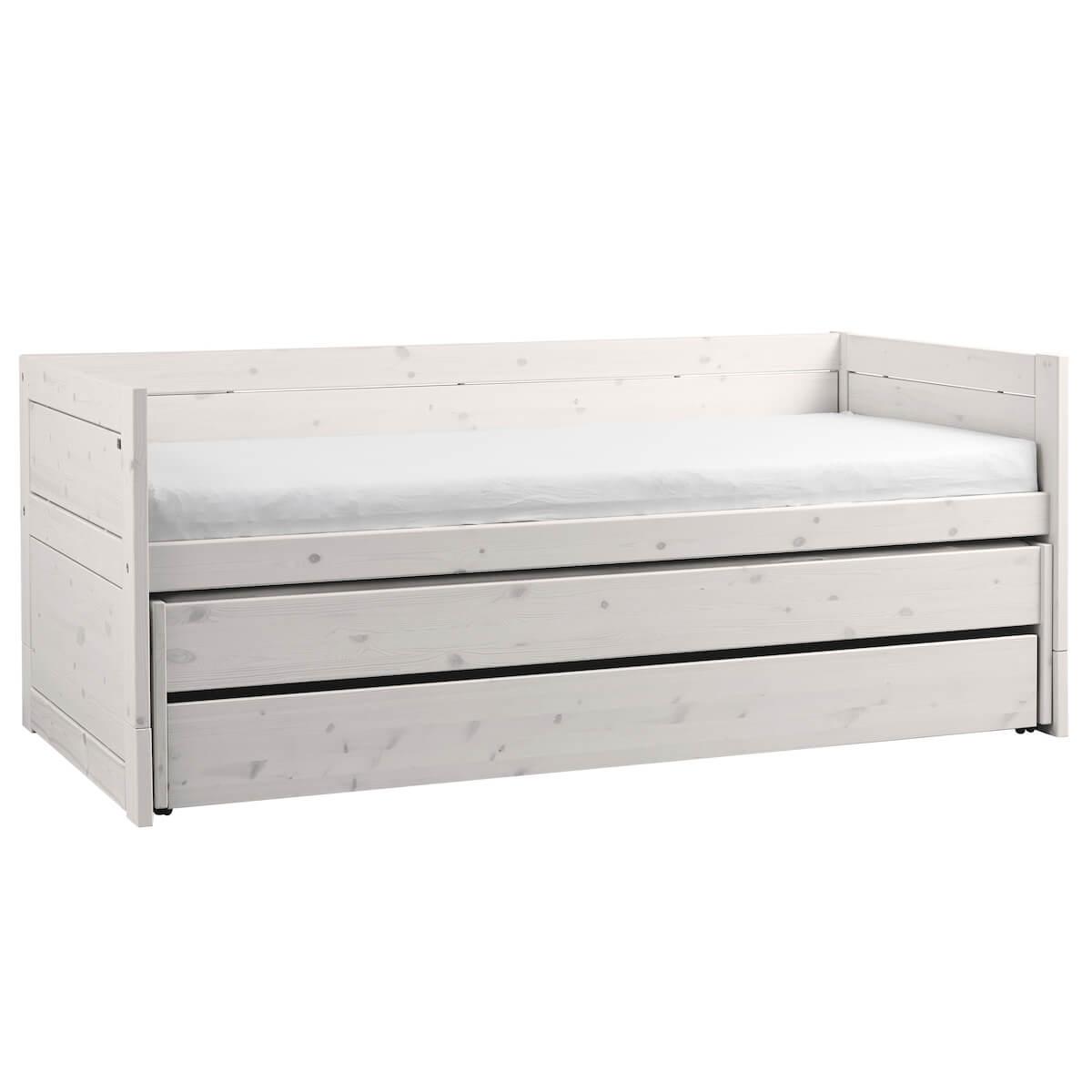Lit banquette 90x200cm lit gigogne-tiroir Lifetime blanchi