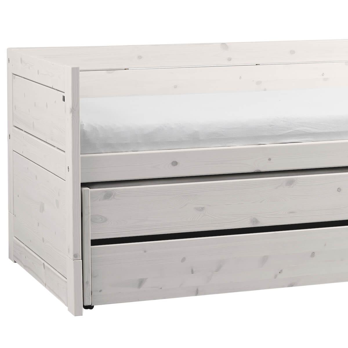 Lit banquette 90x200cm lit gigogne-tiroir Lifetime blanchi