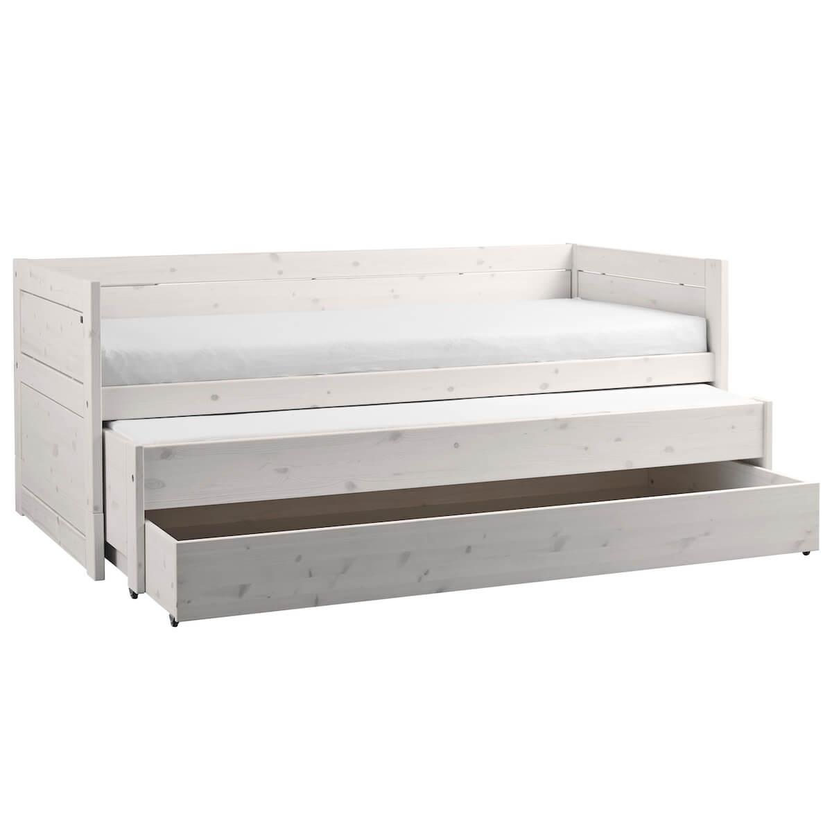 Lit banquette 90x200cm lit gigogne-tiroir Lifetime blanchi
