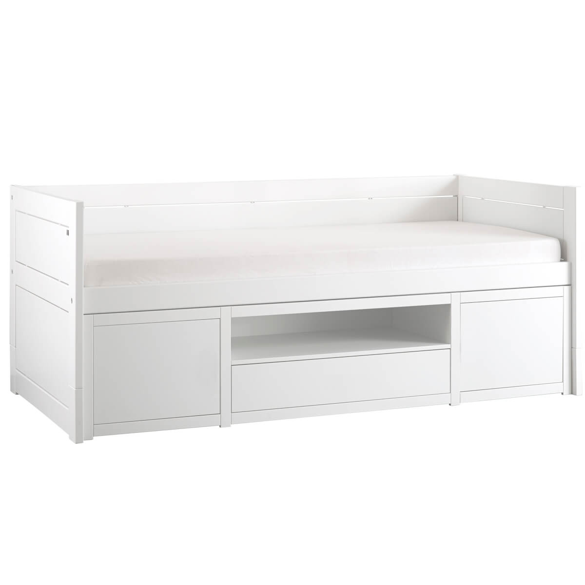 Lit banquette 90x200cm rangement Lifetime blanc