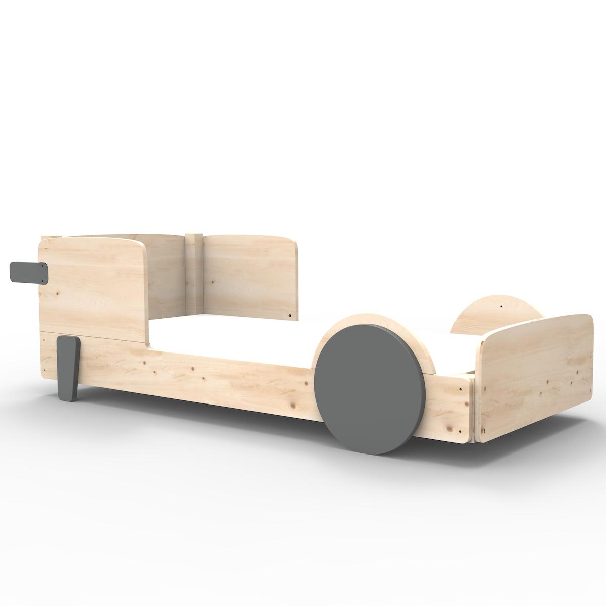 Lit bas 90x190cm DISCOVERY Mathy by Bols gris basalte