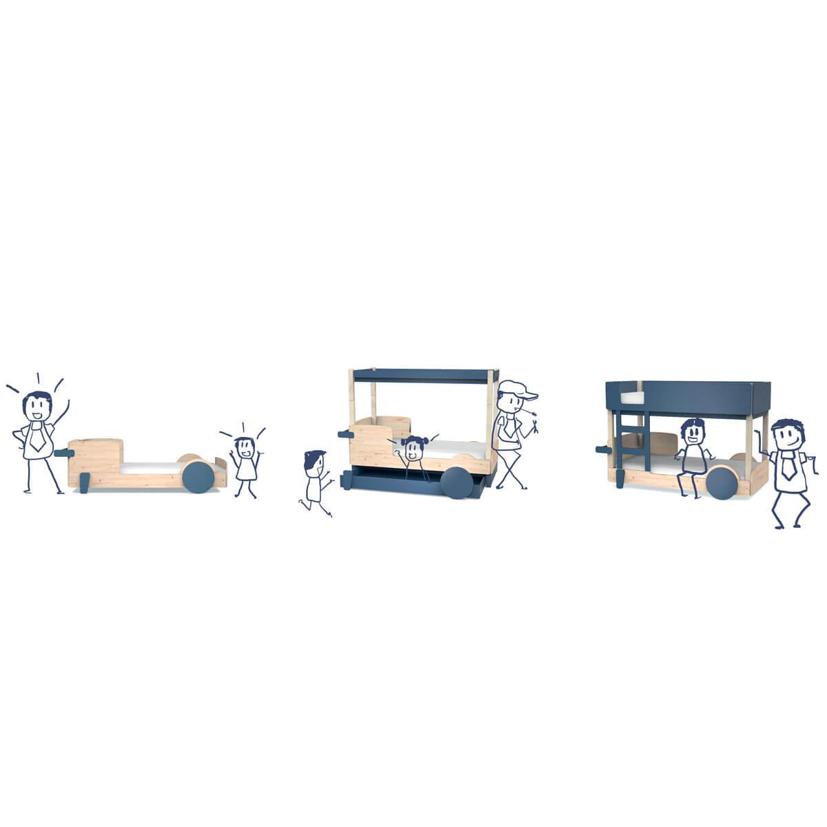 Lit bas 90x190cm DISCOVERY Mathy by Bols gris ciment