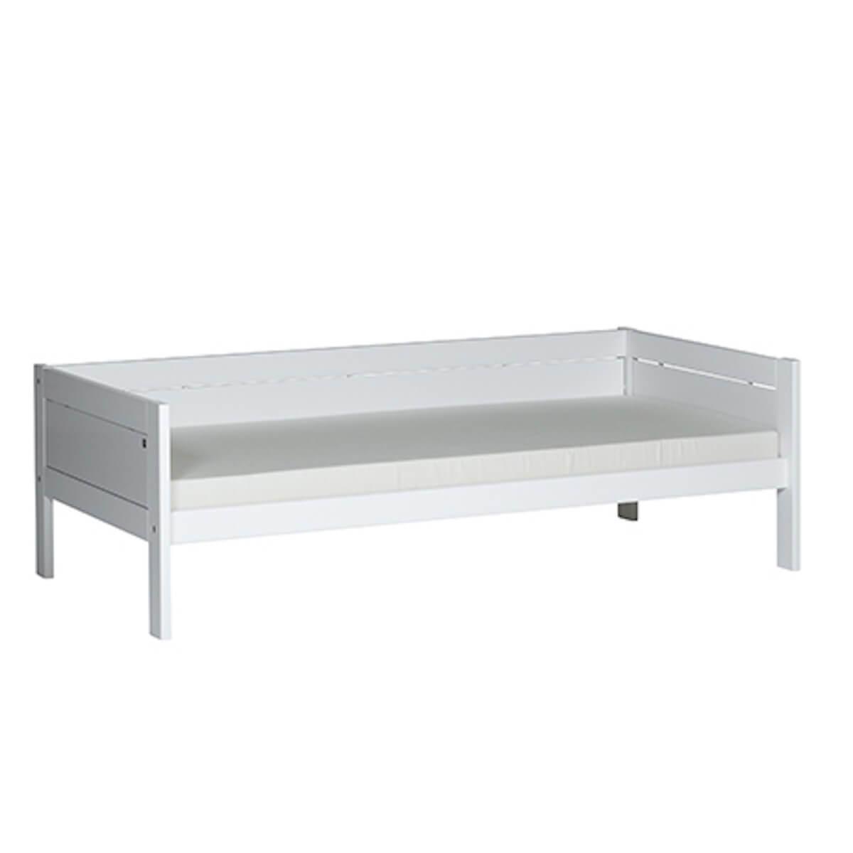 Lit bas 90x200cm sommier de luxe Lifetime blanc