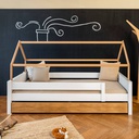 Lit bas cabane KASVA hêtre laqué blanc-chêne chêne huilé